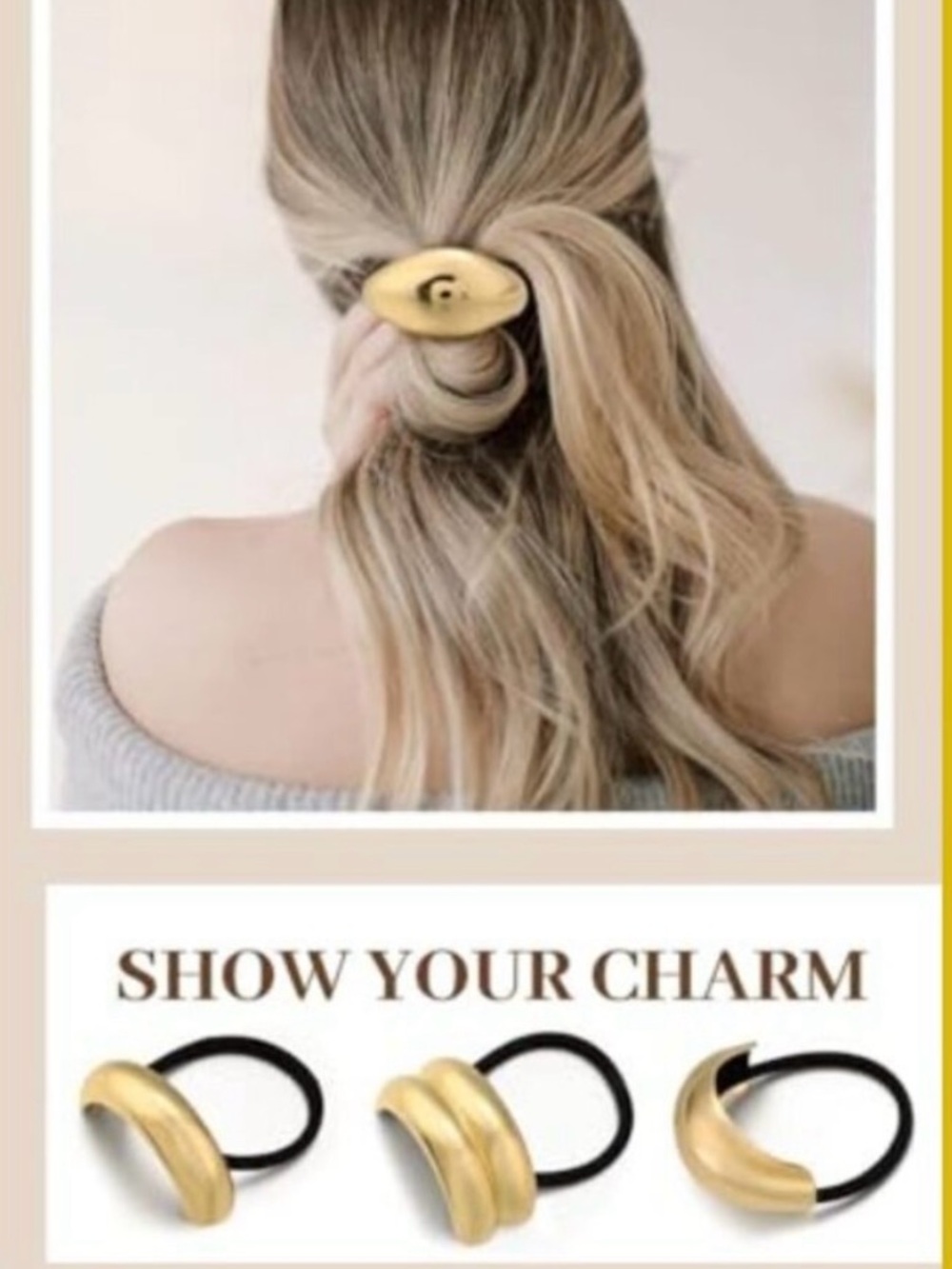 NEW - 3 Gold Ponytail Hair Ties - like Michelle Pfeiffer in The Madison!